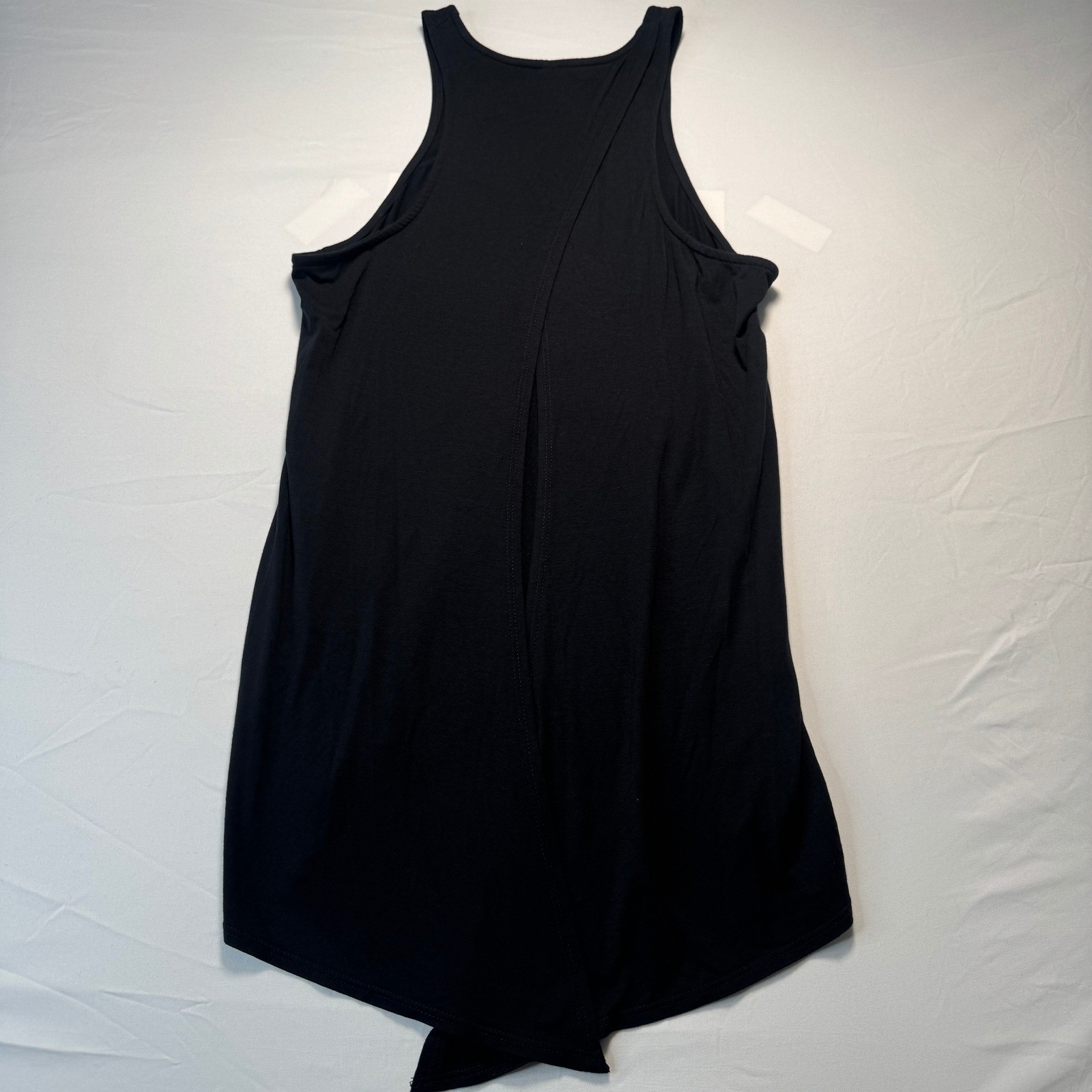 Carbon38 Tank Top Split Back Tie Back Activewear Black Made in USA Womens XS