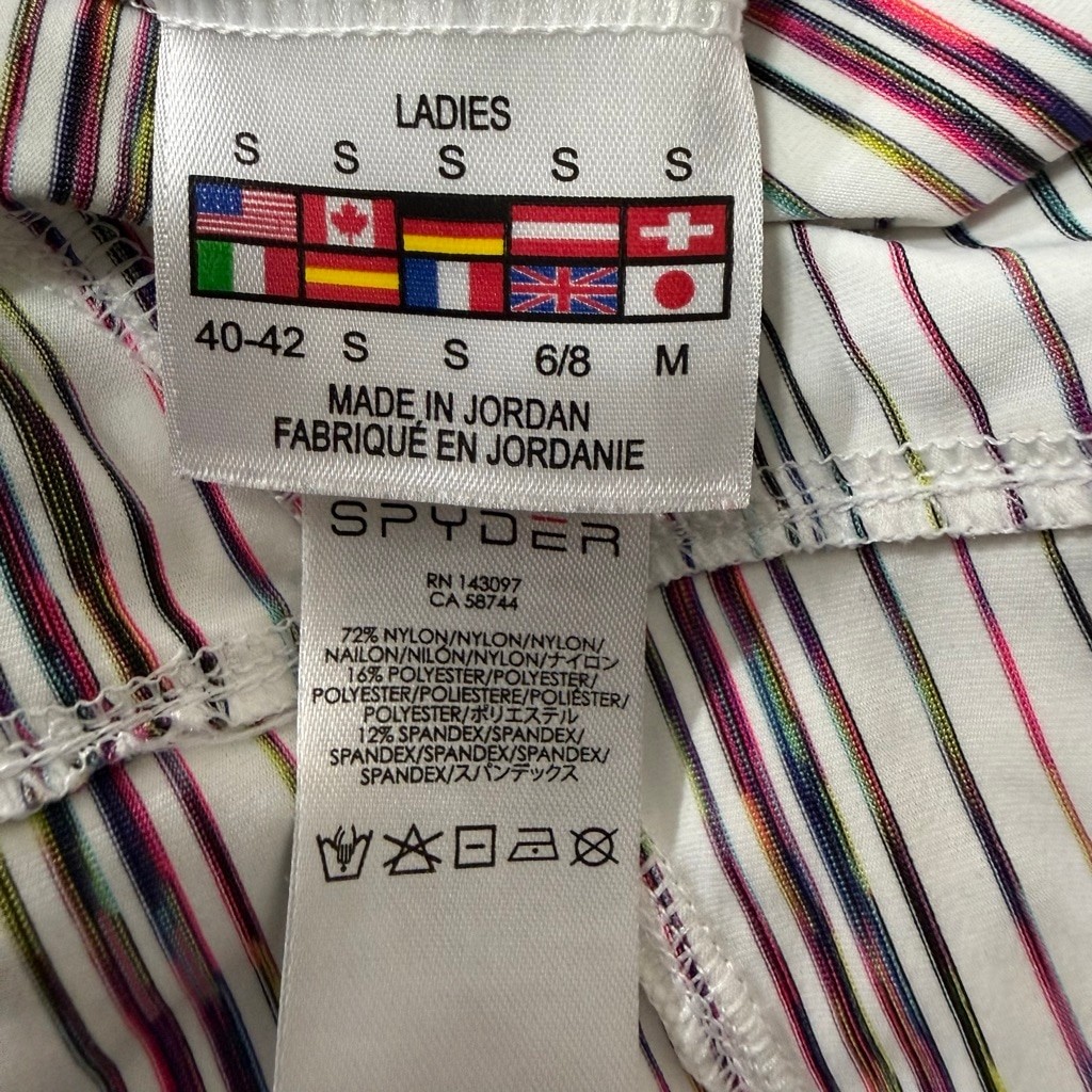 Spyder Womens Small White Multicolor Striped Quarter Zip Pullover Top
