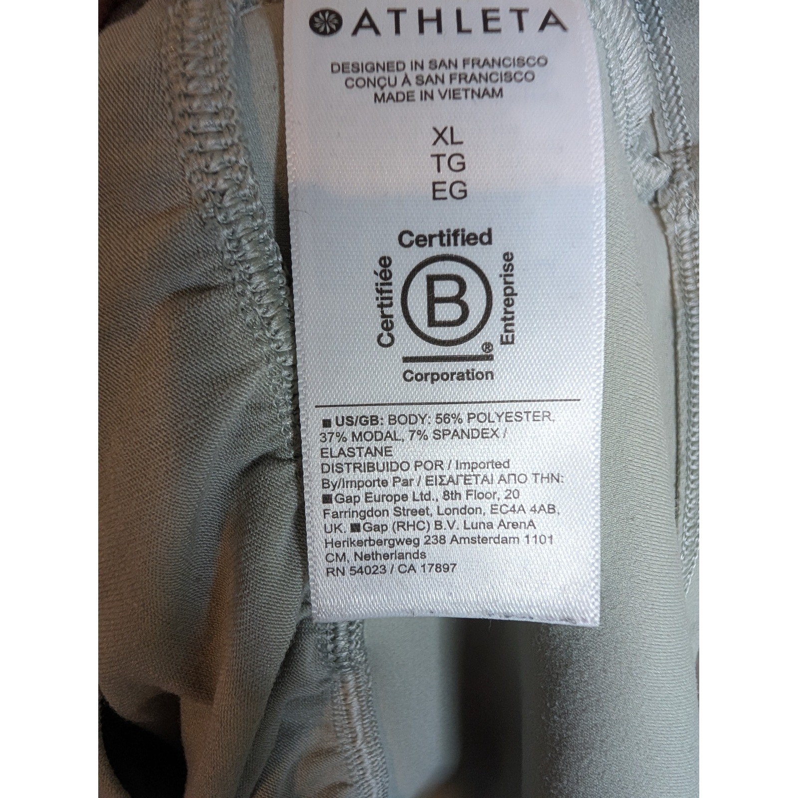 Athleta Ease In Hybrid Top Womens XL Sage Green Ribbed Banded Hem Cap Sleeve