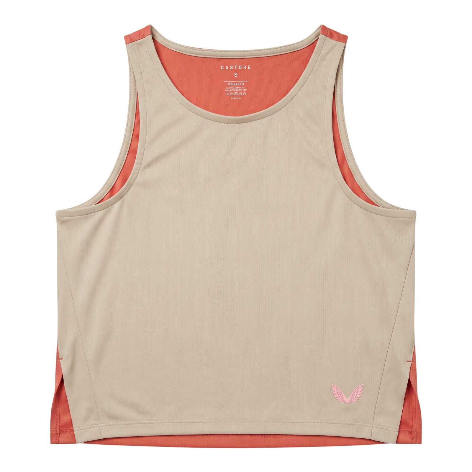 Castore Women’s Running Vest Tank Top Beige Coral Gym Training Sleeveless Size S