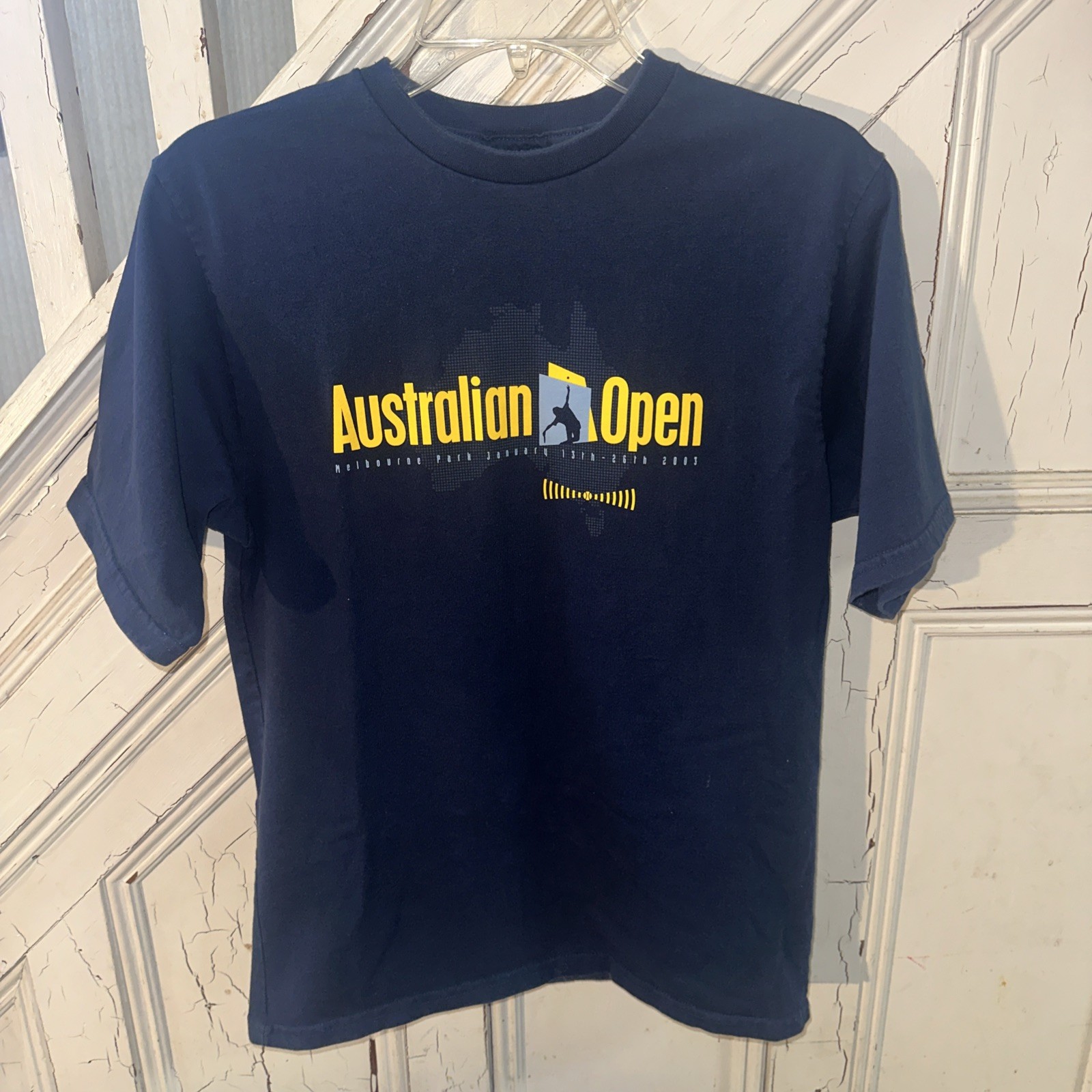 Nike Vintage Silver Tag Australian Open 03 Shirt Size XS Navy Made In Australia