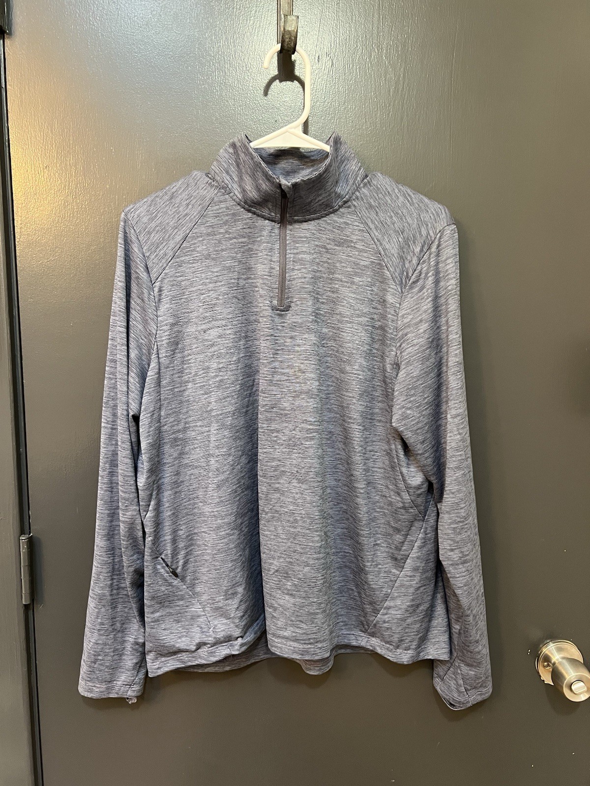 REI Co-op Shirt Women Sz XL Gray Blue Active 1/4 Zip Long Sleeve Pullover Pocket