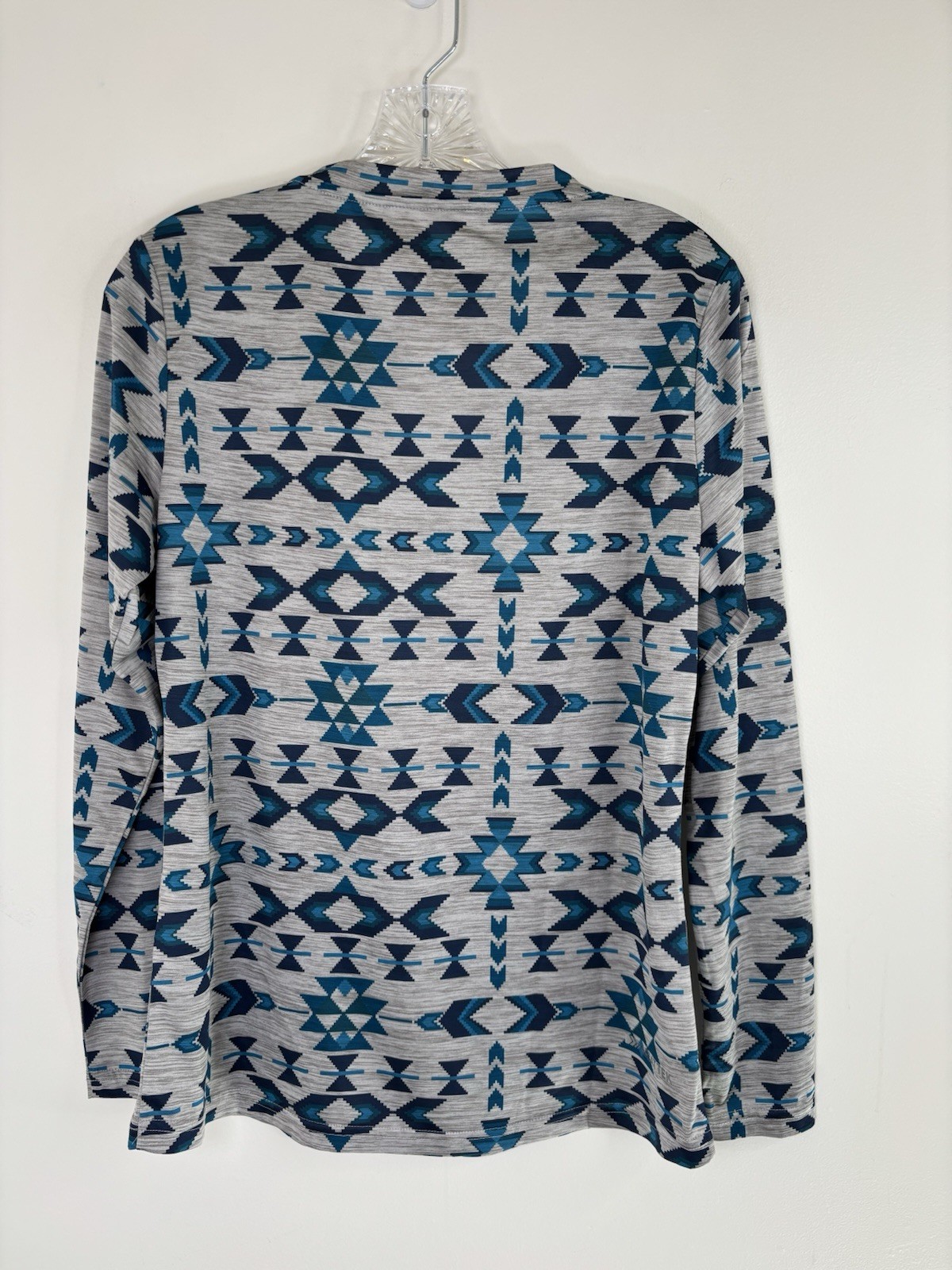 Ariat TEK Top Aztec Print Active Wear Medium Gray/Teal Long Sleeve Southwestern