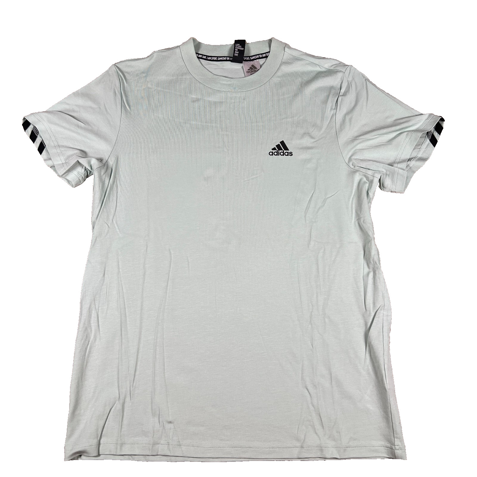 Adidas Women Small White Crew Neck 3 Stripes Back Athletic Performance T-Shirt