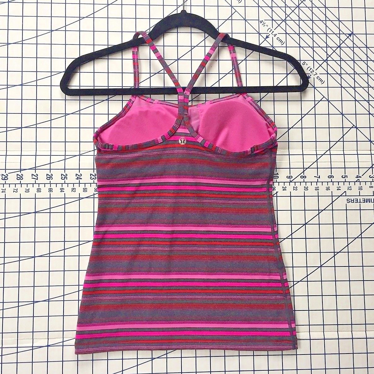 Lululemon Power Y Tank, Elevation Space Dye Paris Pink, Coal, Size 6, EUC