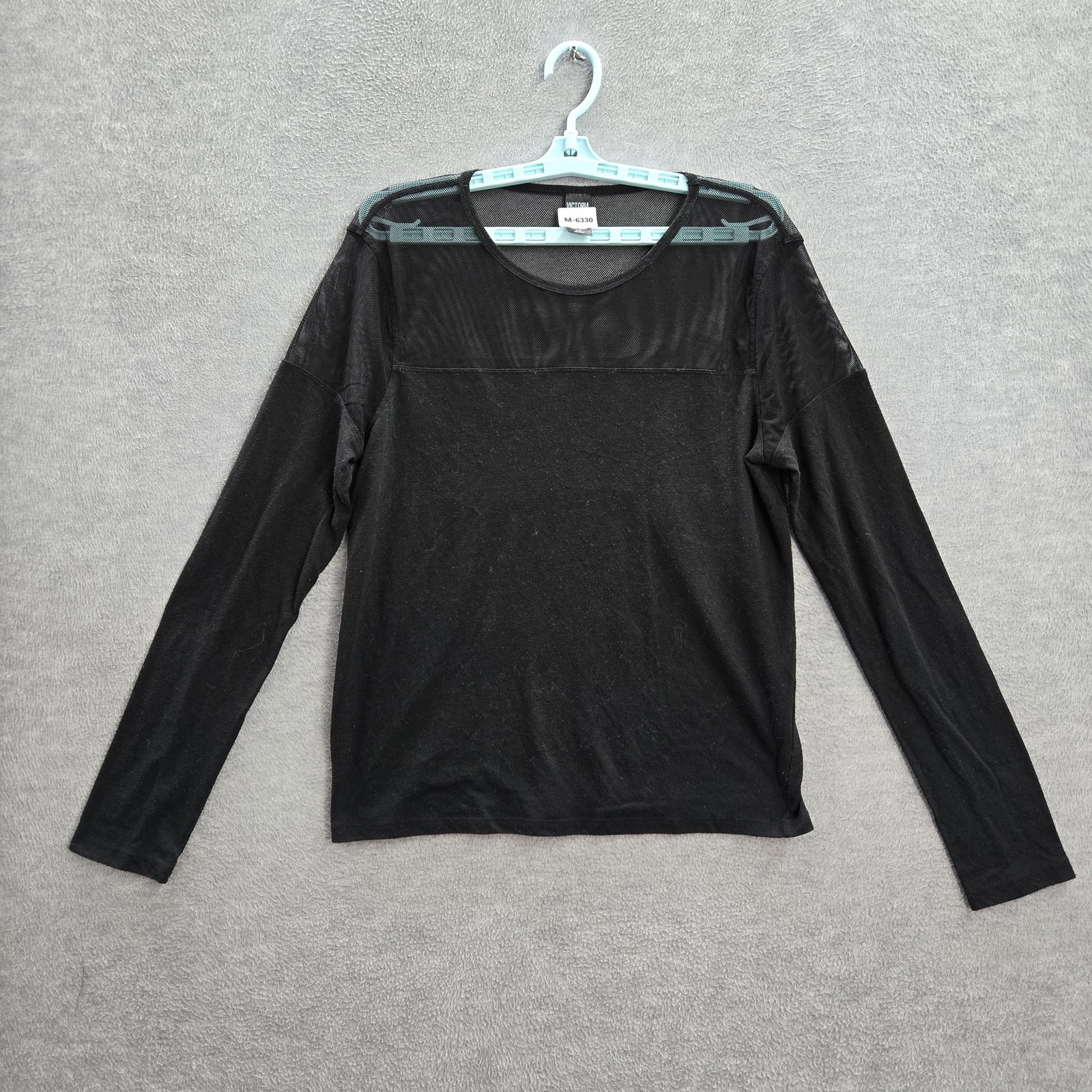 Victoria Secret Sport Women Activewear Top Large Black Shirt Mesh Sheer Tee