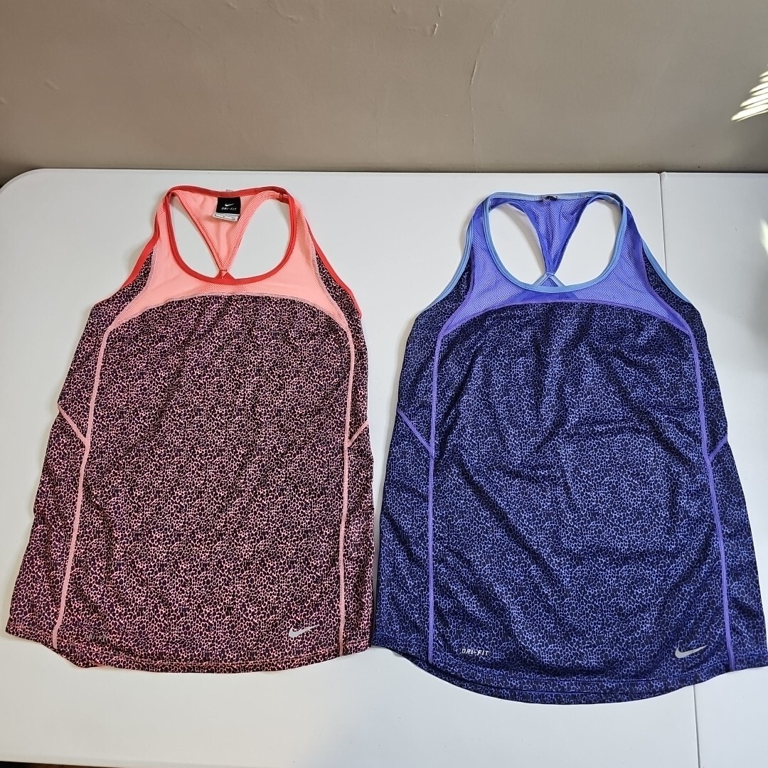 LOT OF 2 Nike Tank Top Animal Print Racerback Workout Running Pink & Purple S