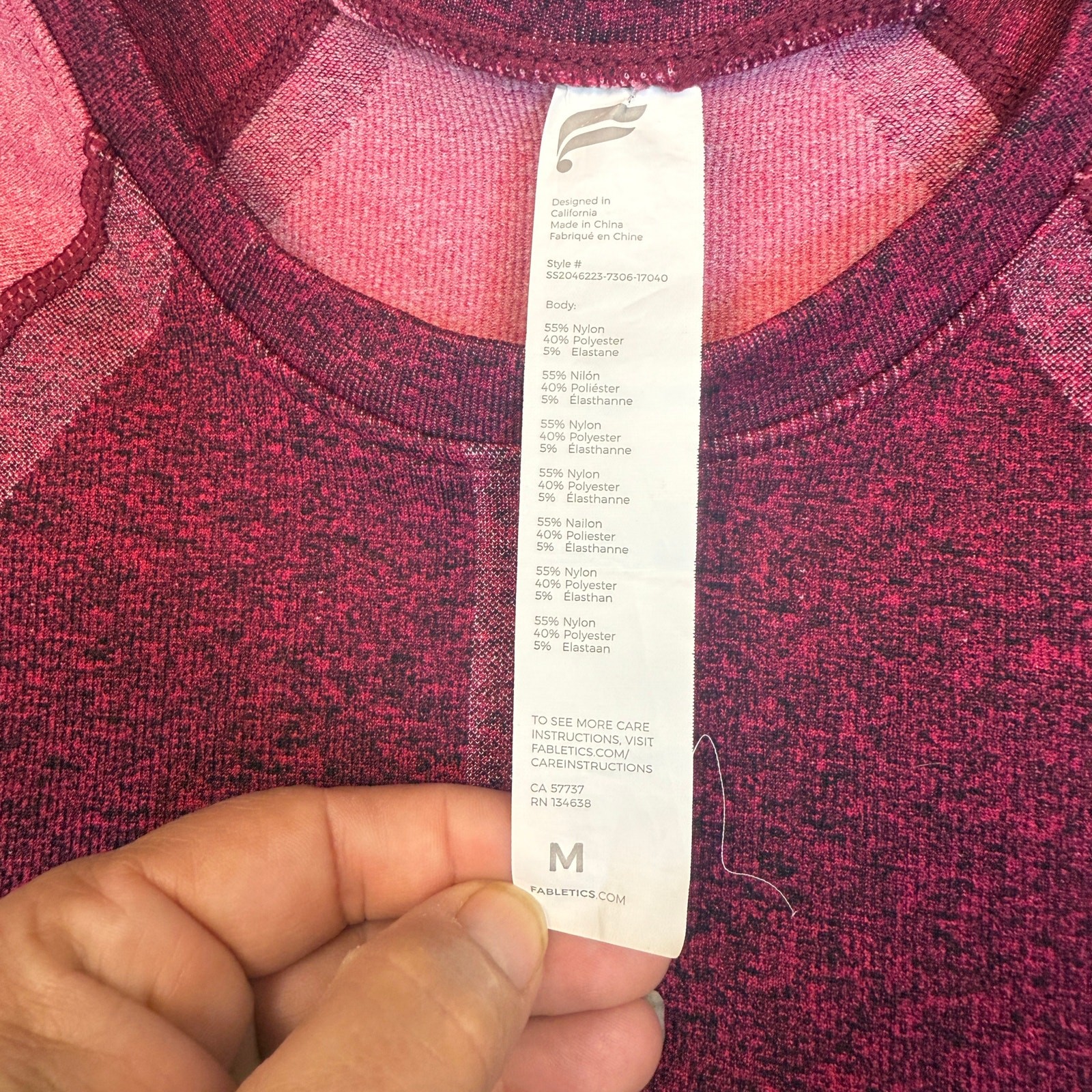 Fabletics Pink Red Helena Seamless Short Sleeve Activewear Crossfit Yoga Workout