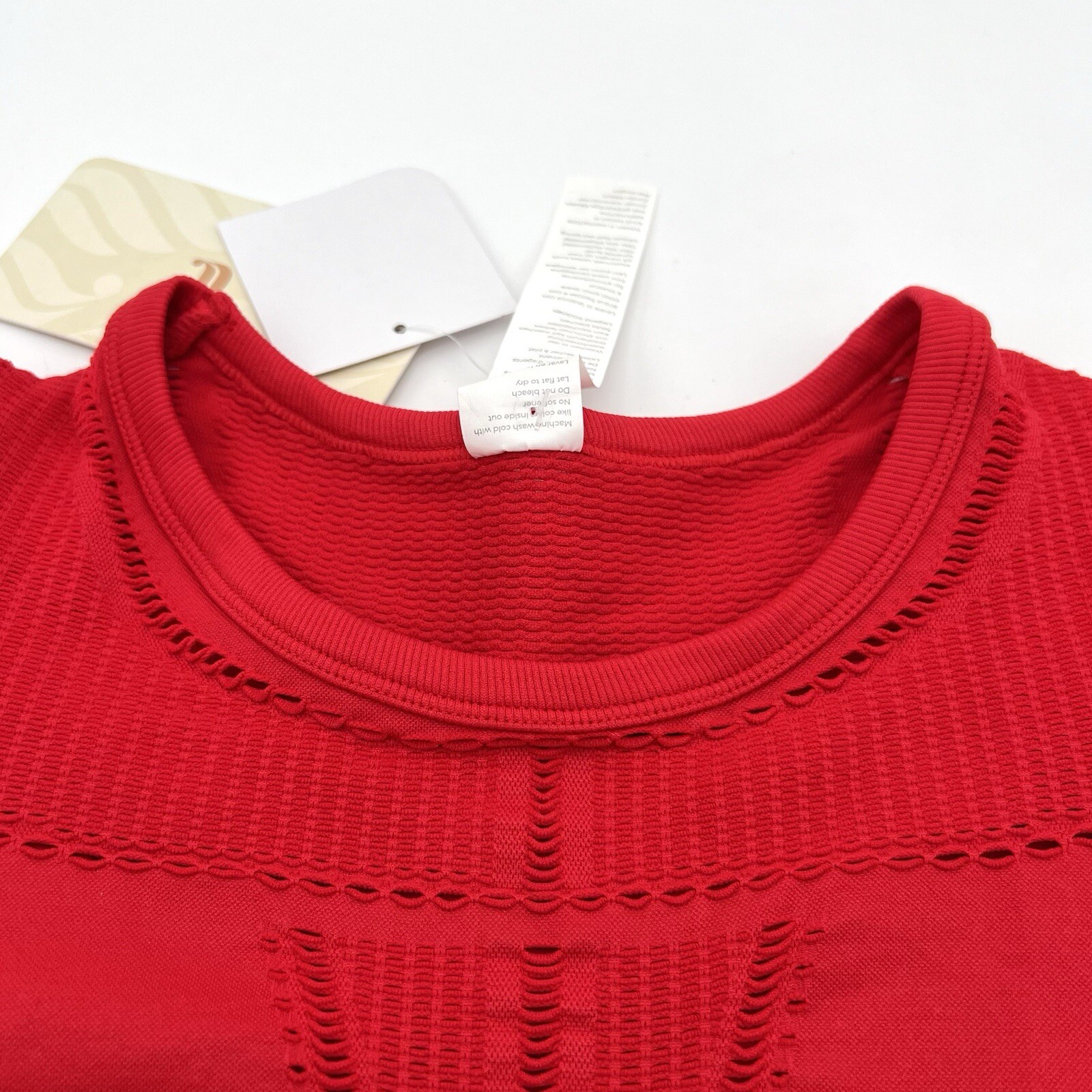 Fabletics Jaymee Shirt Small Mesh Long Sleeve Cut Out Top Lipstick Red Cropped
