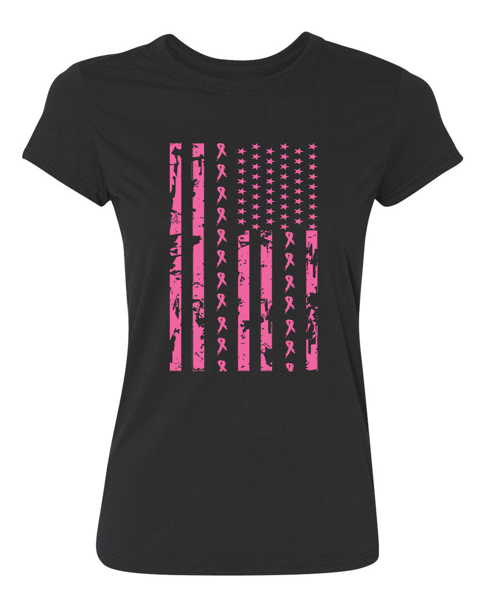 Pink Ribbon Flag Breast Cancer Awareness Women’s T-Shirt