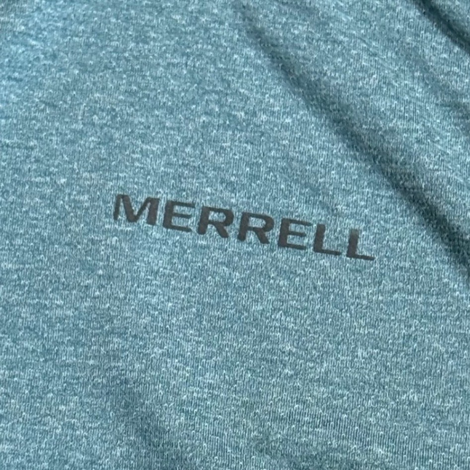 Merrell Womens Large Quarter Zip Pullover Heather Teal Blue Hiking Active Top