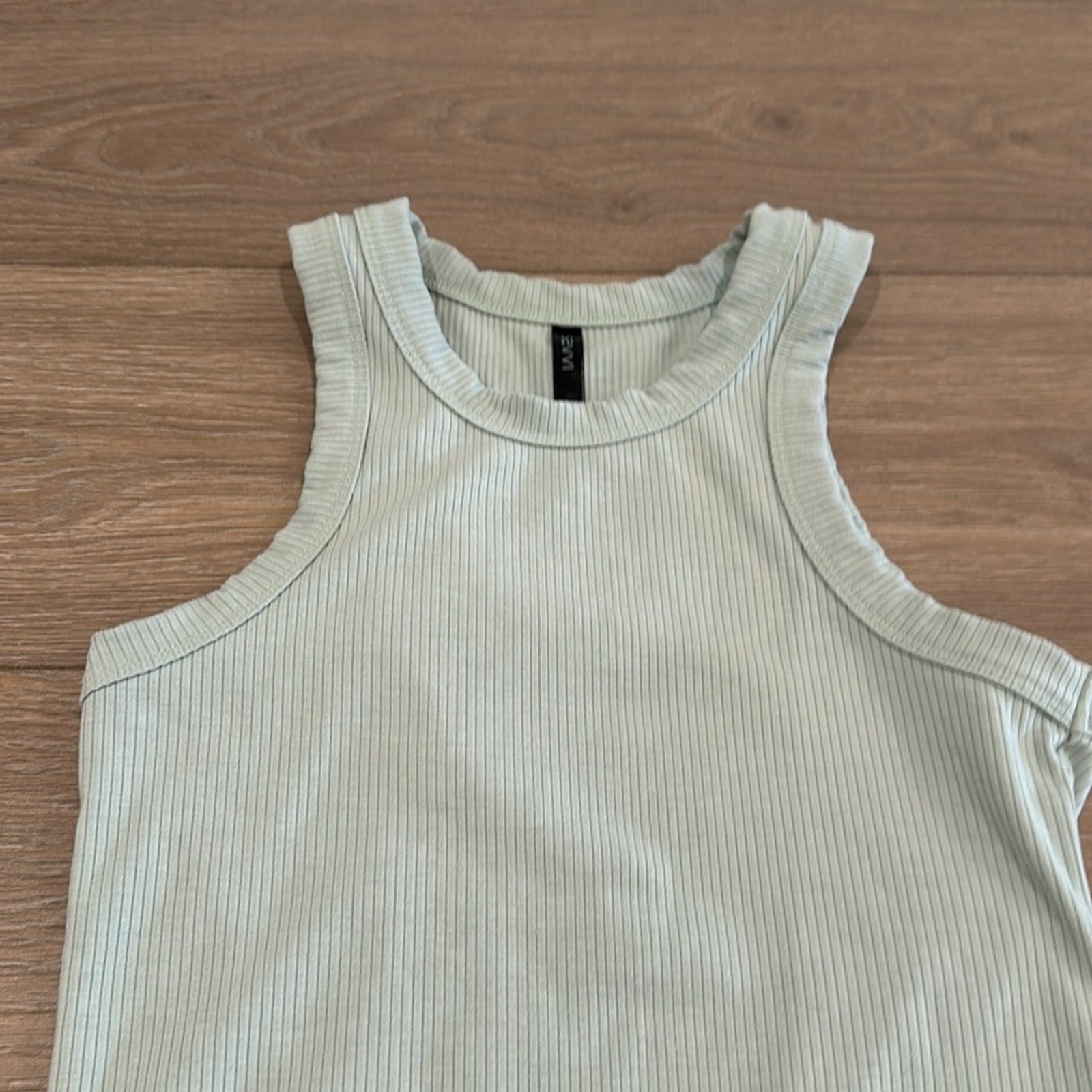 SAVVI Sage Green Ribbed Polyester Layer Workout Active Casual Tank Top Size S