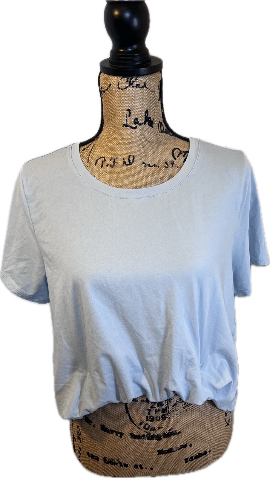 Zyia Active Women Medium Calm Blue High-Low Hem Short Sleeve T-Shirt TEE Stretch