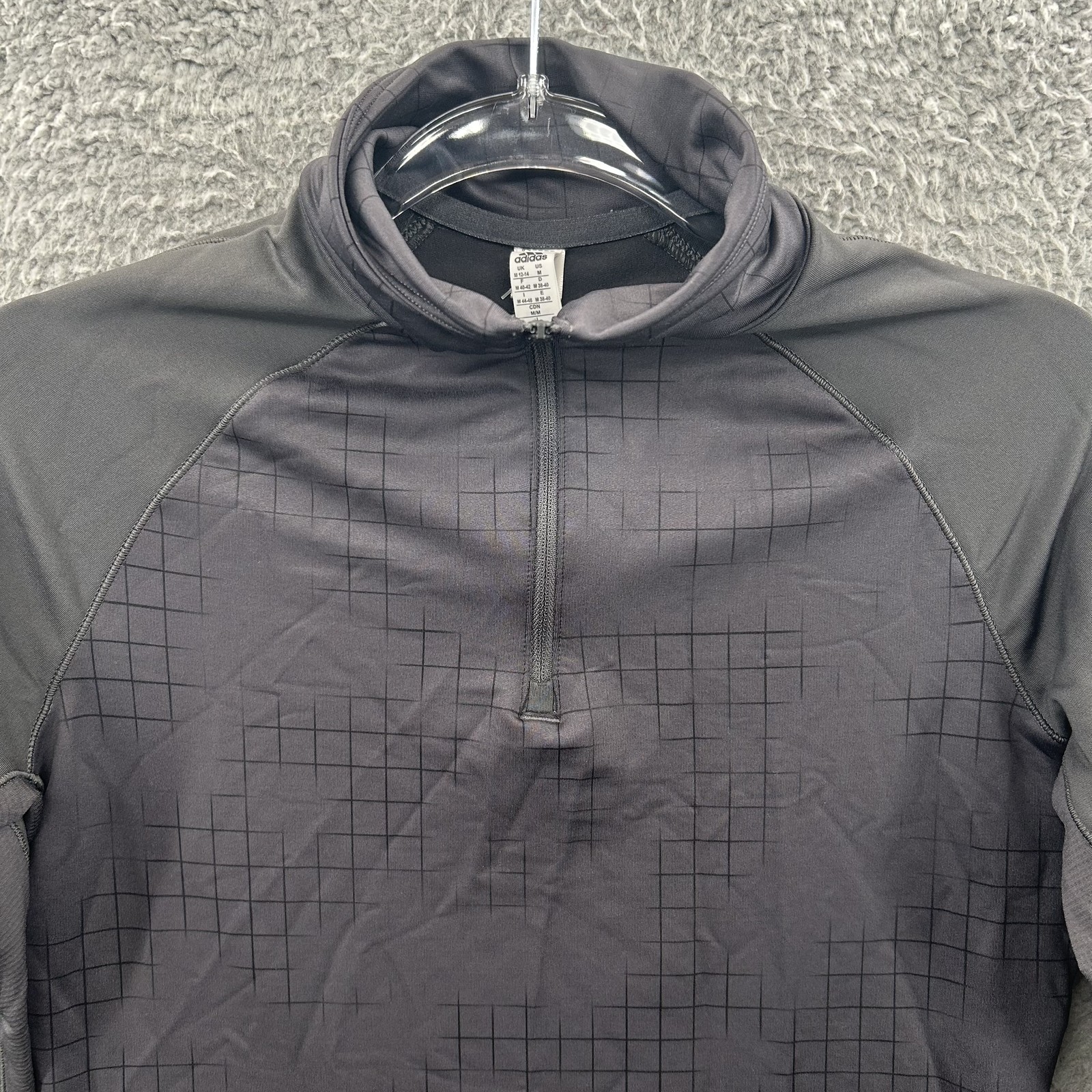 Adidas 1/4 Zip Pullover Womens Medium Gray Black Climalite Tech Fit Thumbholes
