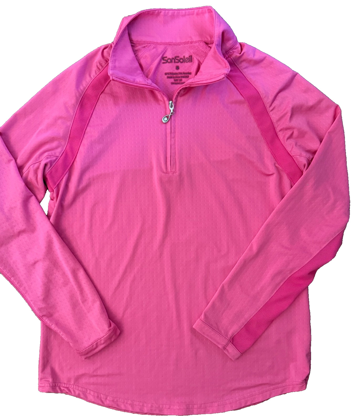 SanSoleil UPF 50+ Pink 1/4 Zip Pullover Woman’s Small