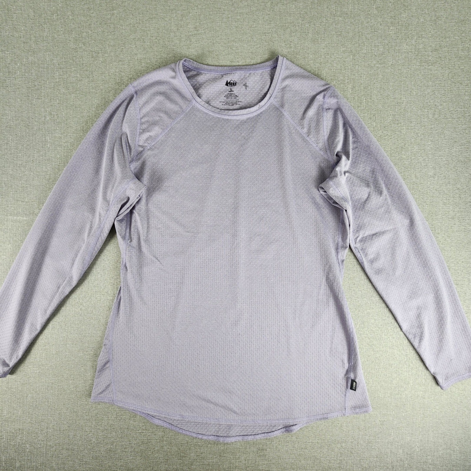 REI Co-op Womens Large Lavender Long Sleeve Active Shirt Pointelle Hiking Top