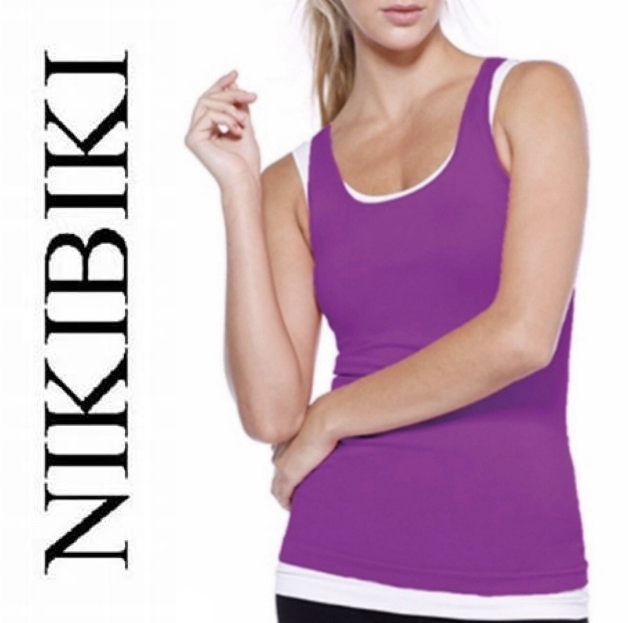 Nikibiki Active Sweat Absorbing Tank Top Size S/M Sports 3D Seamless Purple NWT