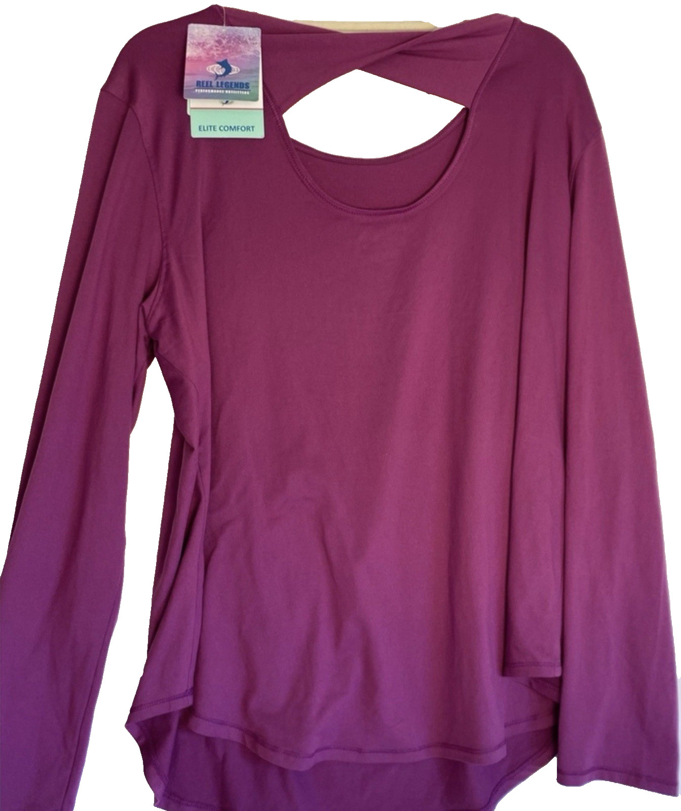 NWT Reel Legends Elite Comfort UPF 50+ Top Women XL Magenta Purple Twist Back