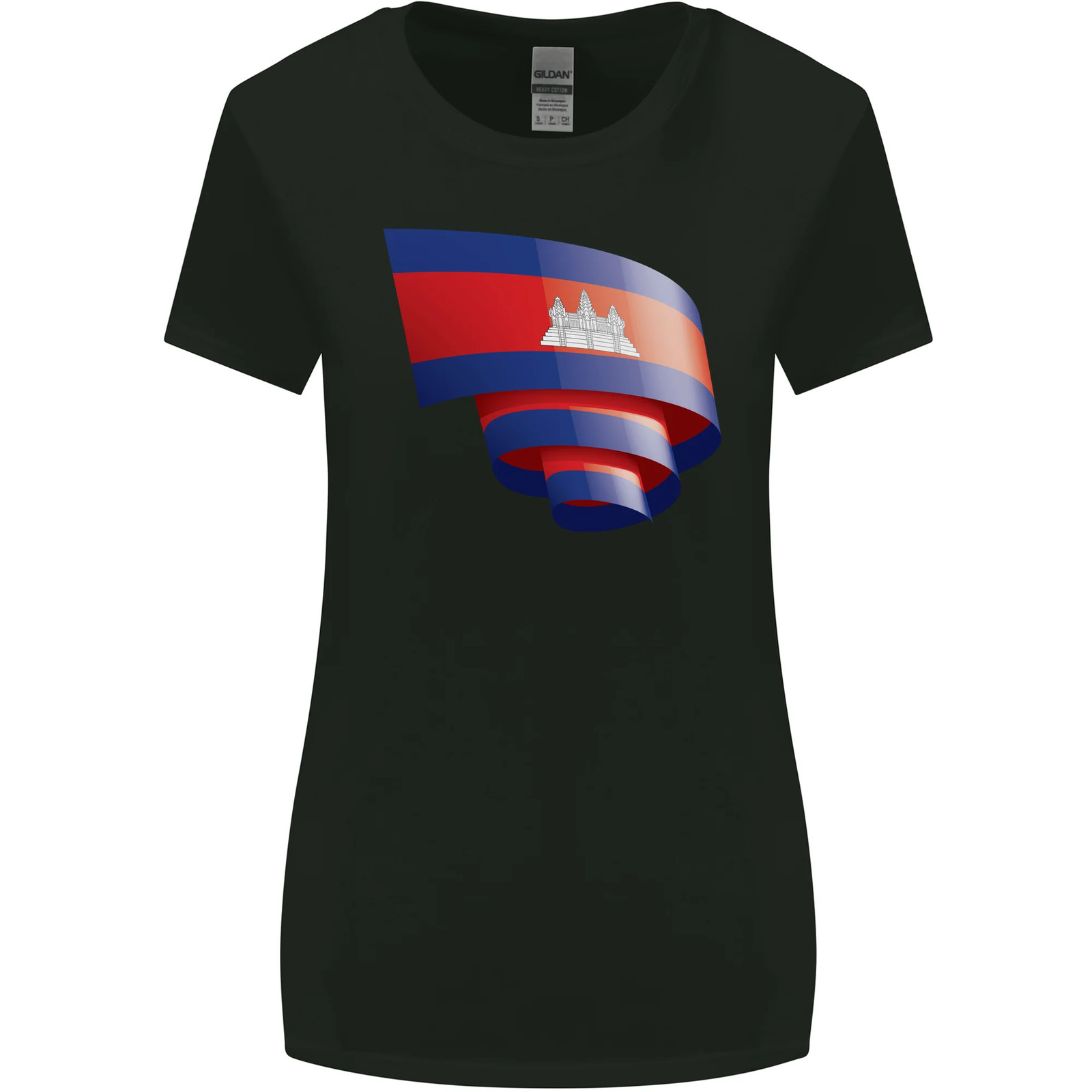 Curled Cambodia Flag Cambodian Day Football Womens Wider Cut T-Shirt