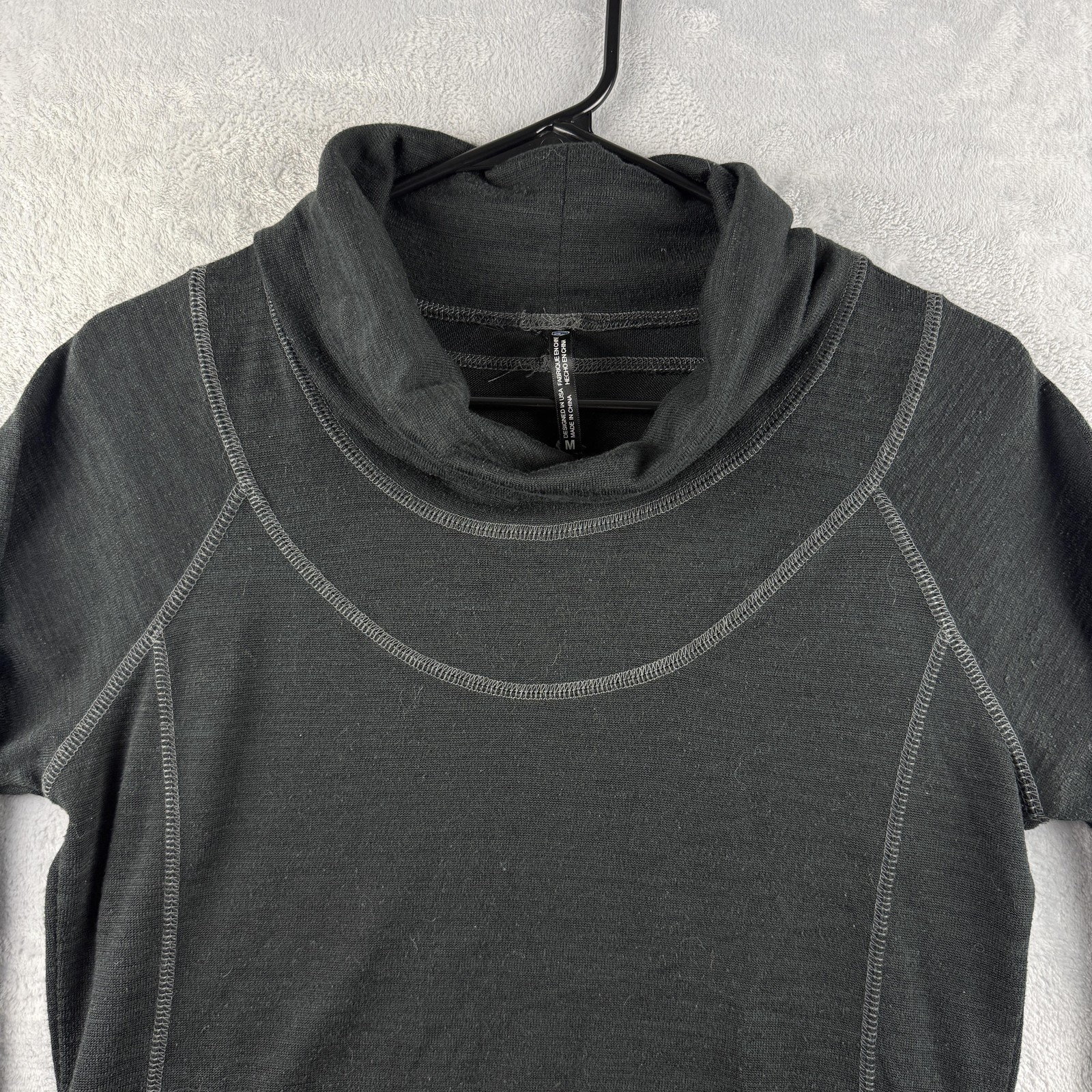 Kuhl Pullover Womens Medium Gray Cowl Neck Knit Sweatshirt Pockets Stretch