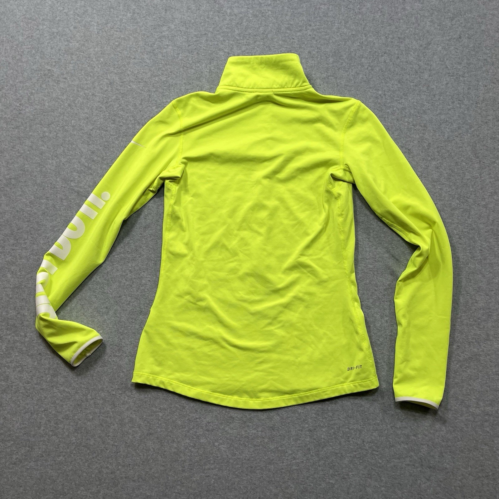 Nike Pro Wm M Dri-Fit Hi-Vis Neon Running Training Shirt Thin Fleece Sweatshirt