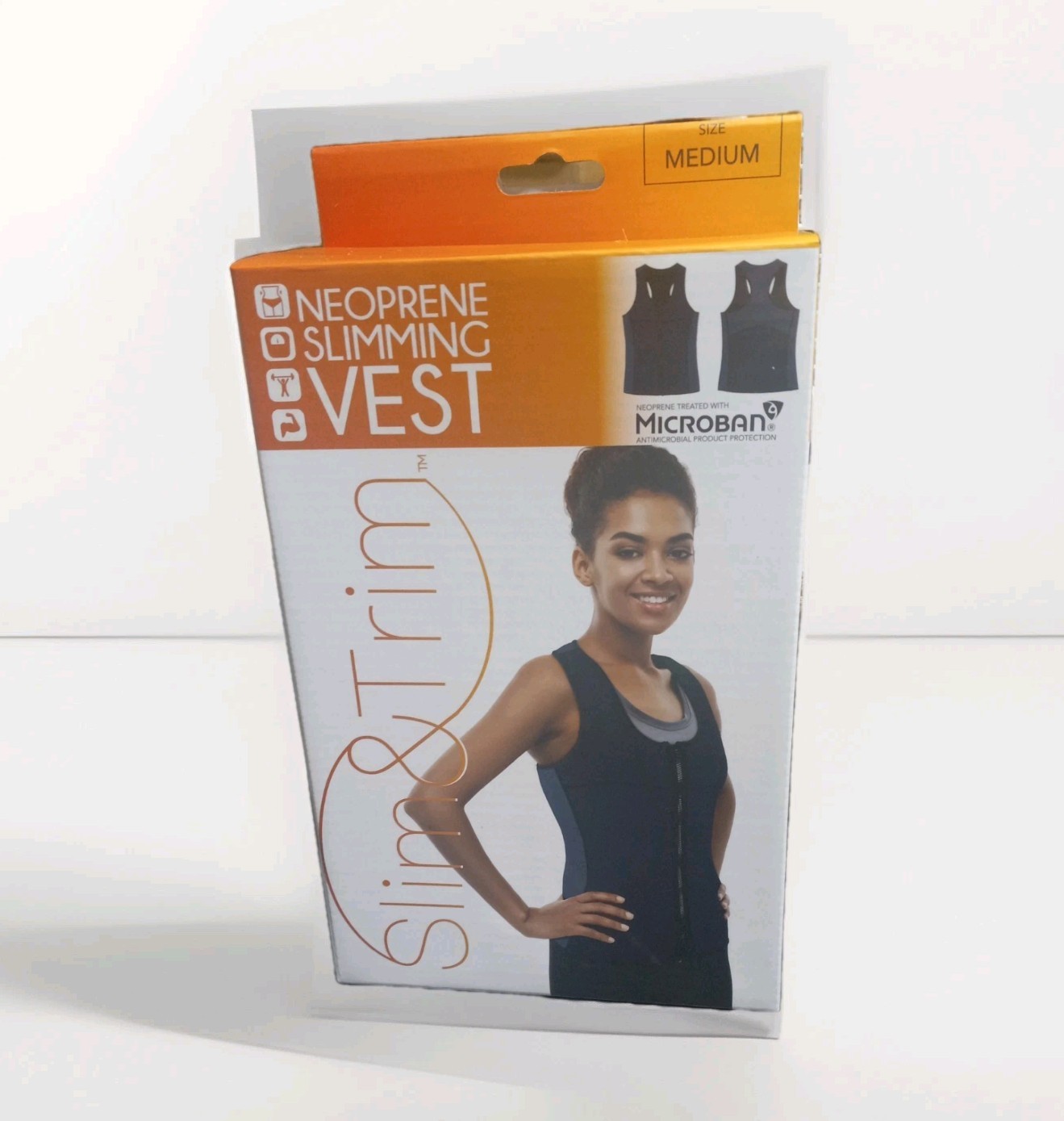 SLIM & TRIM Neoprene Slimming Vest Medium Navy Microban Large Exercise Workout