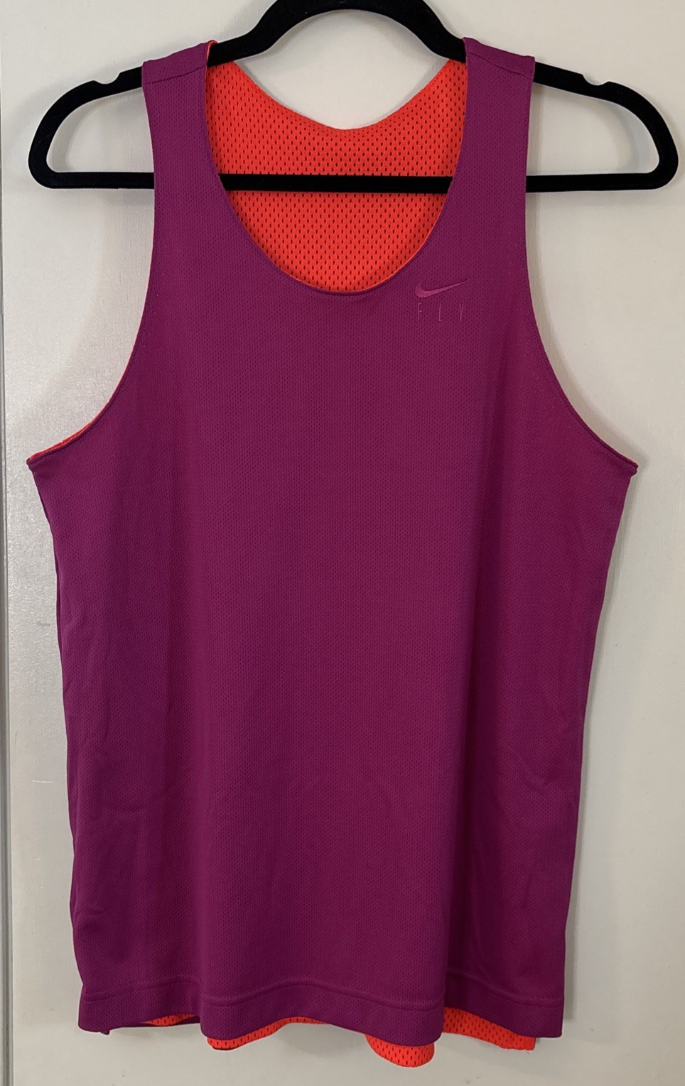 Nike Fly Running Tank Top Womens Medium Mesh Orange/Purple Reversible