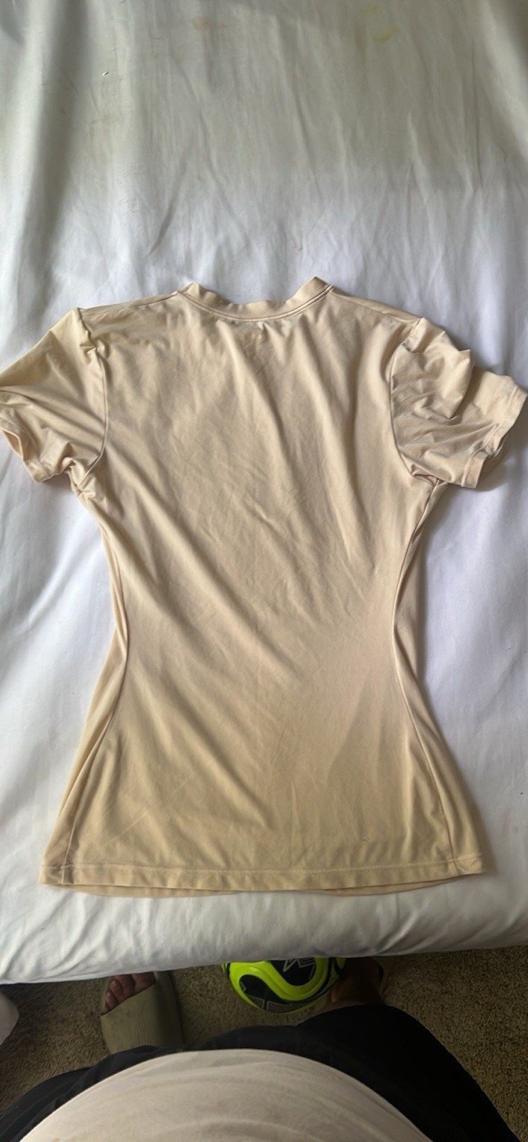 SKIMS Beige Solid Stretch Slim Fit Crew Neck Short Sleeve T-Shirt XS