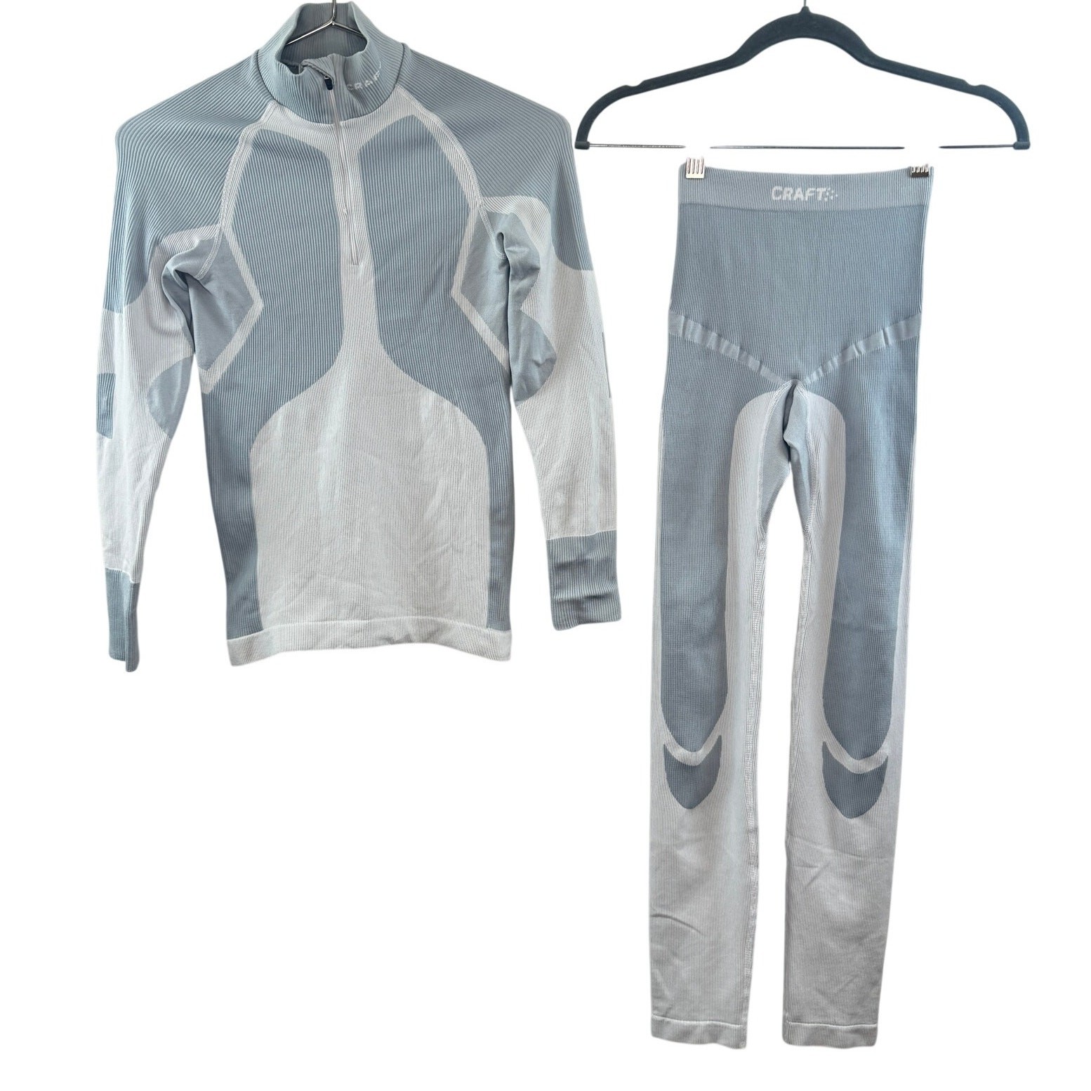CRAFT Portugal Blue White Base Layer Running Skii Top Leggings Workout Small S