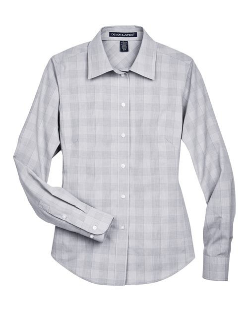 Devon & Jones Women’s Crown Collection Glen Plaid Woven Dress Shirt DG520W