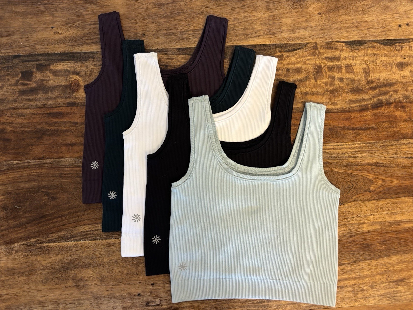 Athleta Girl Ribbed Crop Tank Lot of 5 Size 10-12 EUC White, Black, Plum, Green