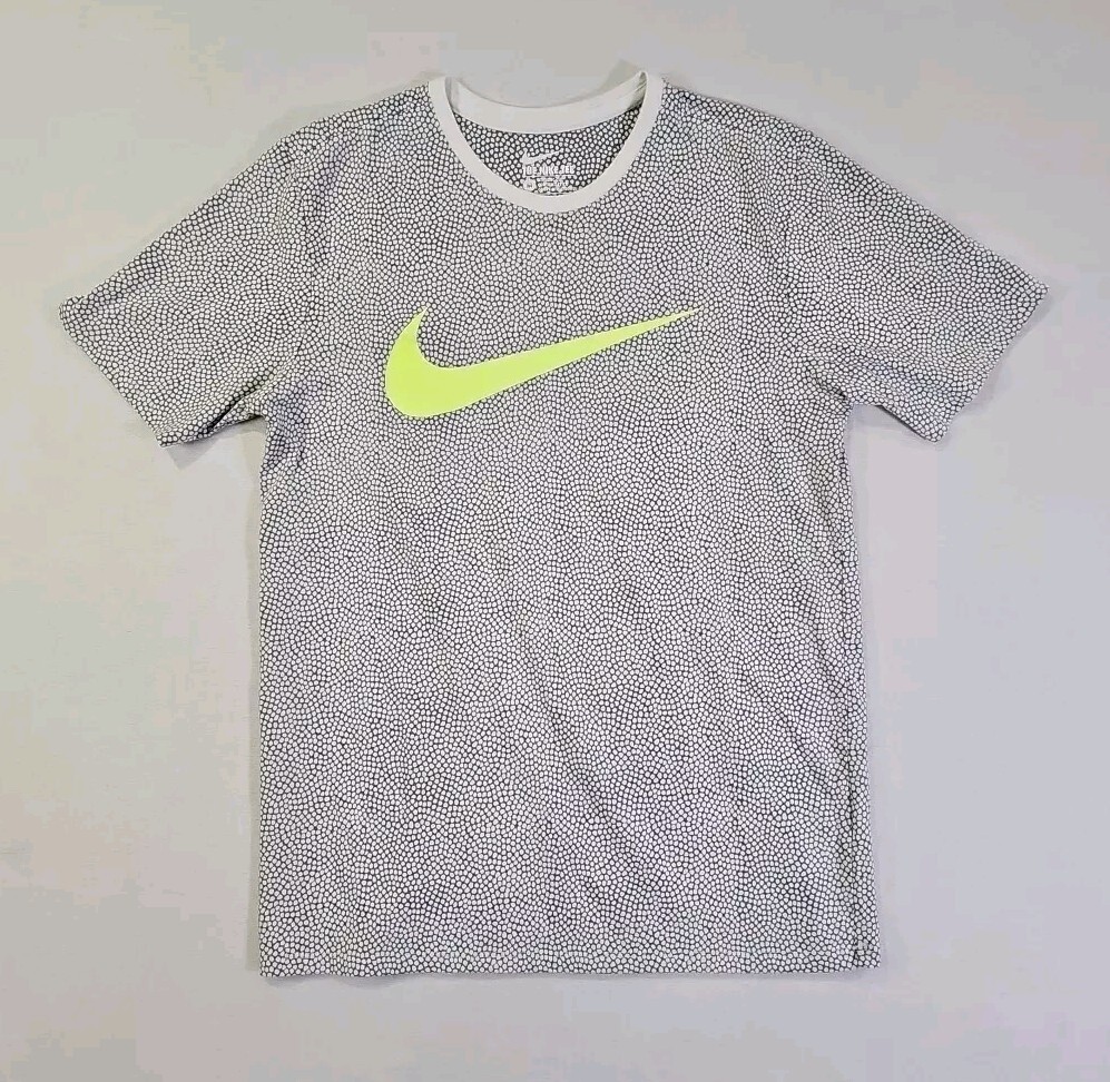 Nike Dri-Fit The Nike Tee Womens Size M Shirt Athletic Cut Top Grey Neon Swoosh