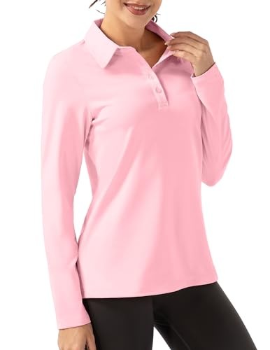 FKEEP WOMEN LONG SLEEVE POLO SHIRT GOLF SPORTSWEAR TENNIS – FK3139LST-PINK-M