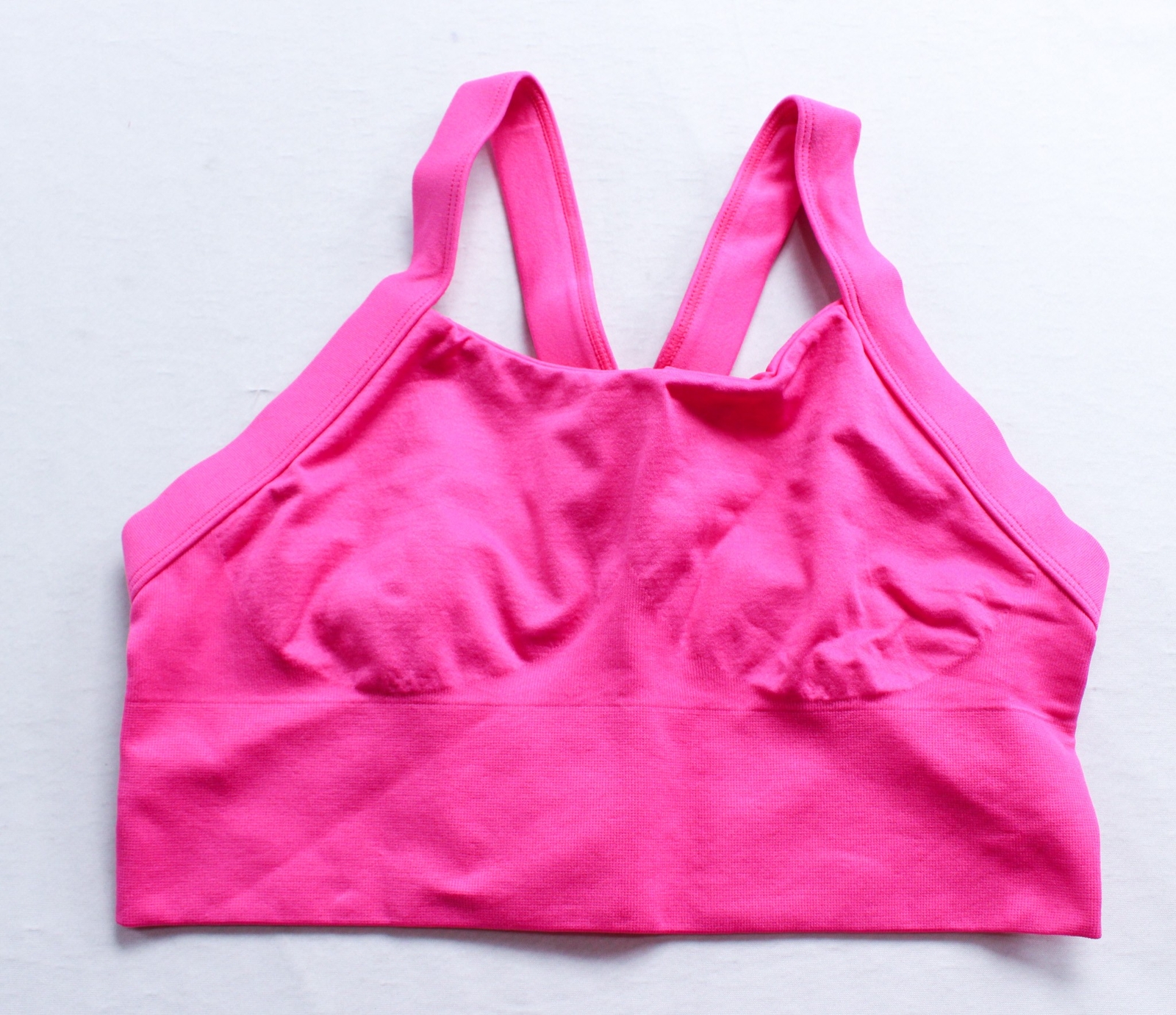 Shein Women’s Sport Studio Crisscross Back Crop Halter Tank Top EJ2 Pink Medium