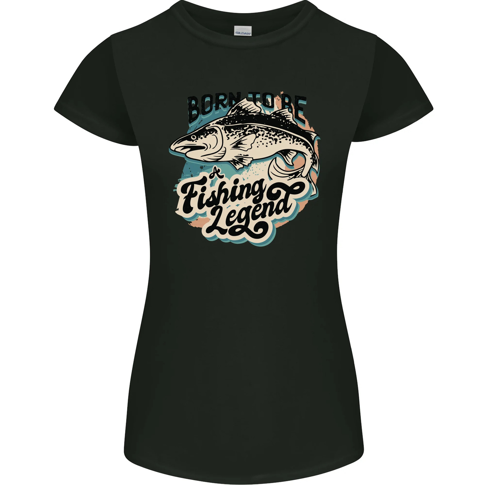 Born to Be a Fishing Legend Fisherman Womens Petite Cut T-Shirt