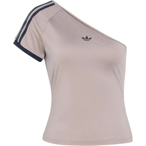 Adidas Originals KY5181 Women One Shoulder 3-Stripes Trefoil Slim Fit Short Slee