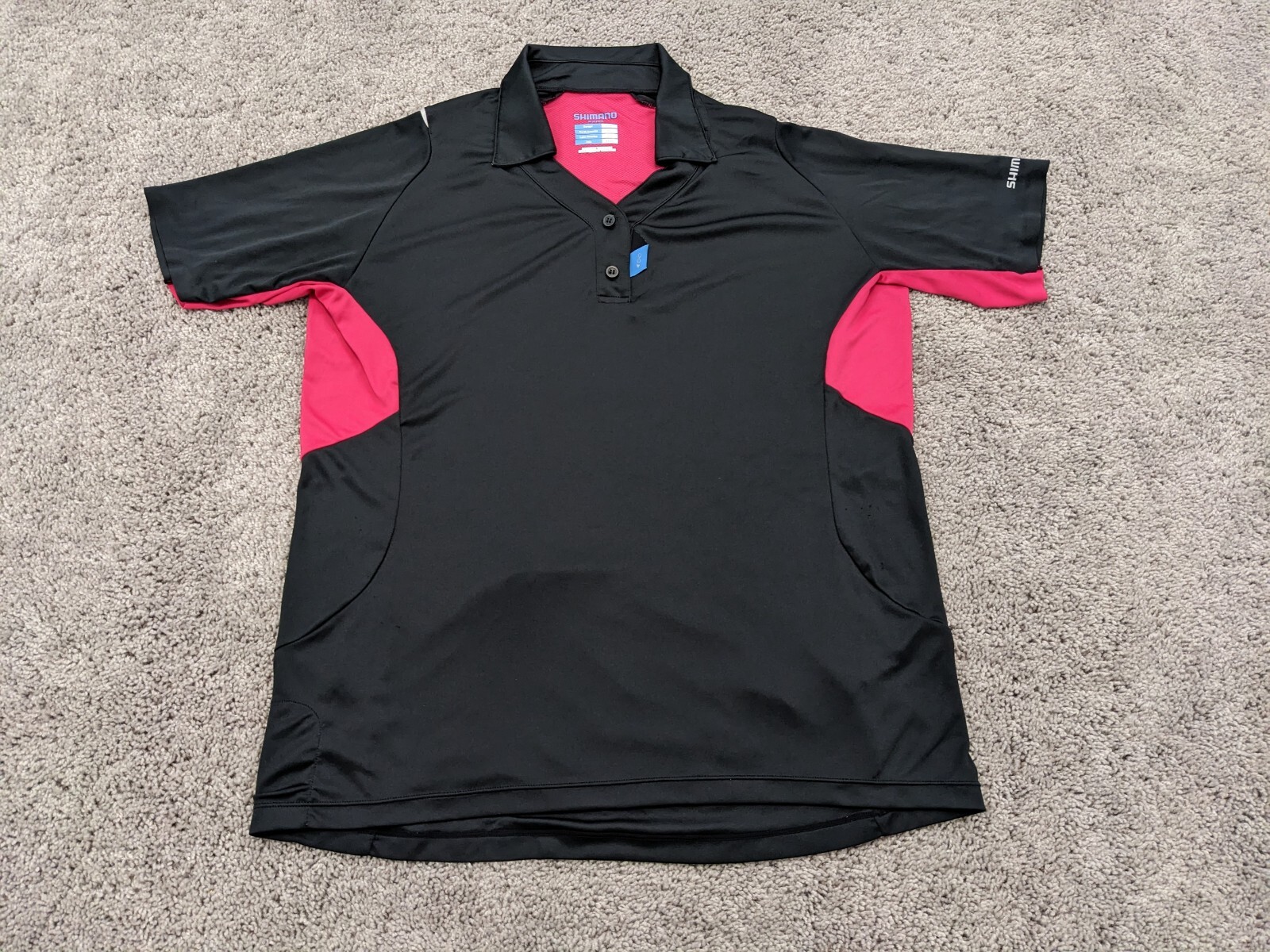 Shimano Cycling Shirt Womens 2XL XXL Jersey Bike Collared Wicktex Pouches Black