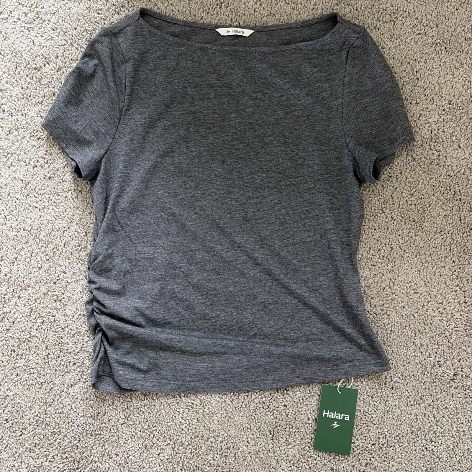 Halara casual stretch short sleeve shirt gray women’s size medium NWT