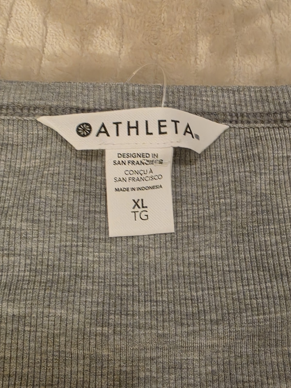 Athleta Signature Rib Square Neck Top, Grey Heather Shirt Casual Size XL