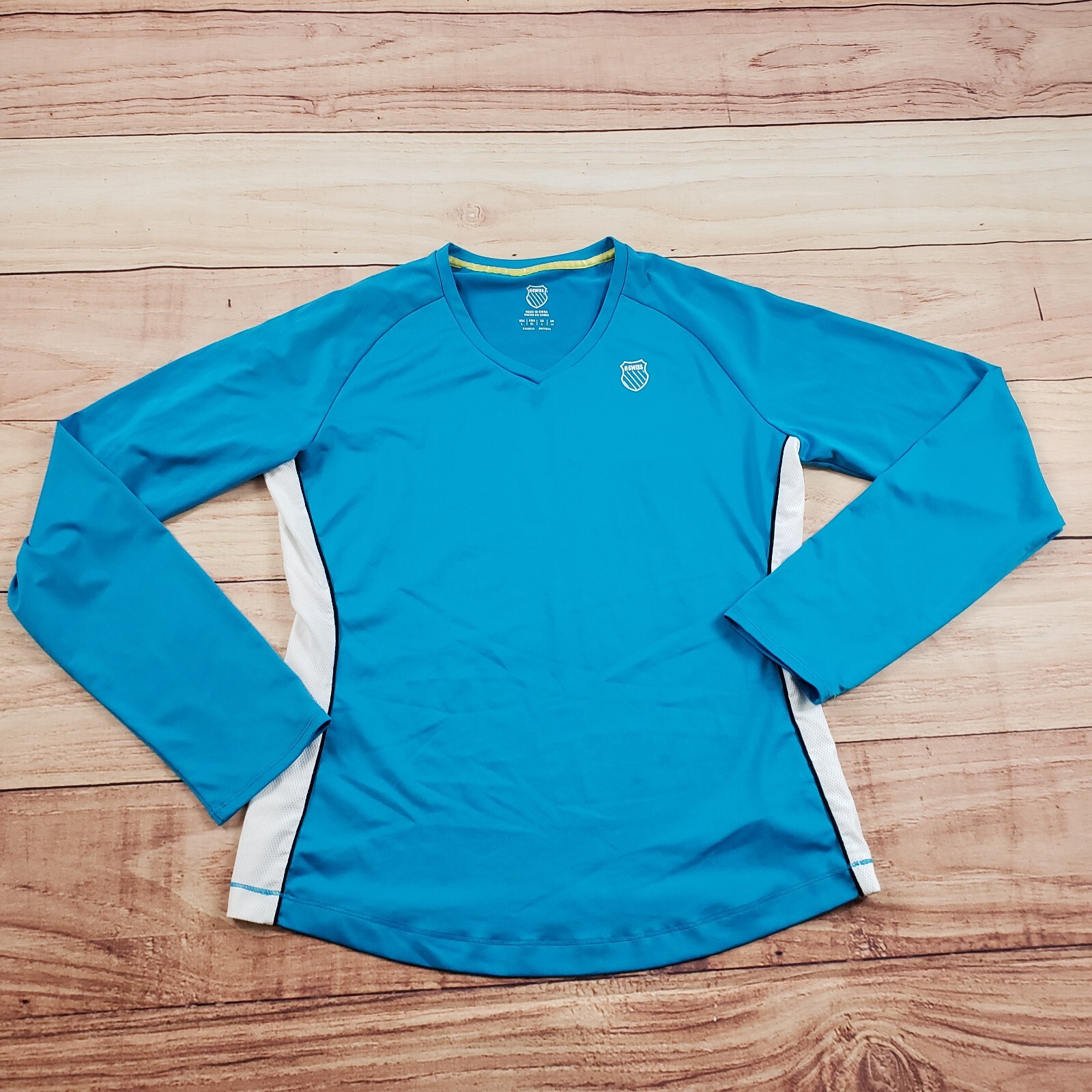 K Swiss Shirt Womens Large Blue White Outdoors Lightweight Active Run Ladies