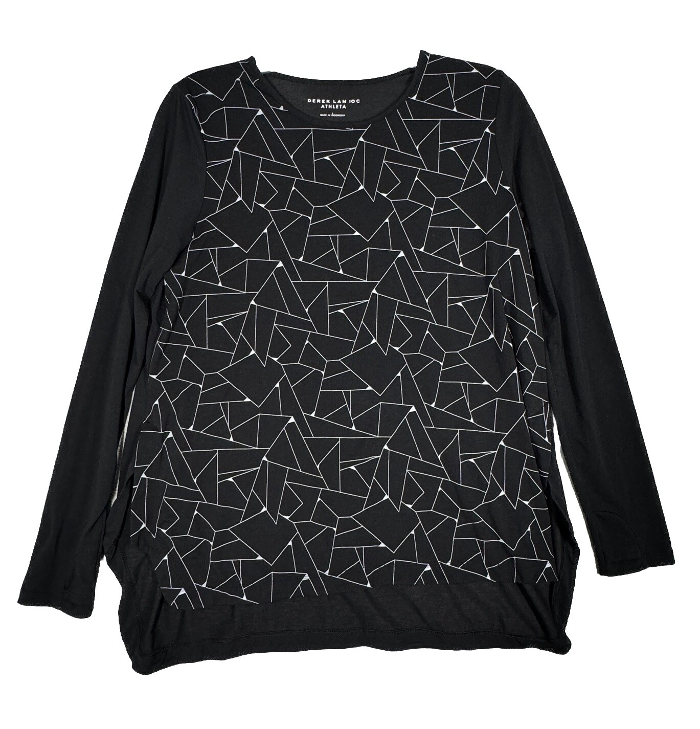Athleta Derek Lam Shirt Women Large Black White Geometric Corner Road Athleisure