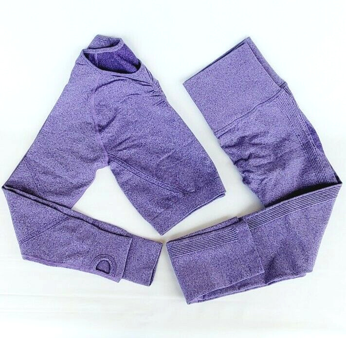High Waist push up Yoga Gym Workout Outfit Leggings top Crop 2 pcs set size L