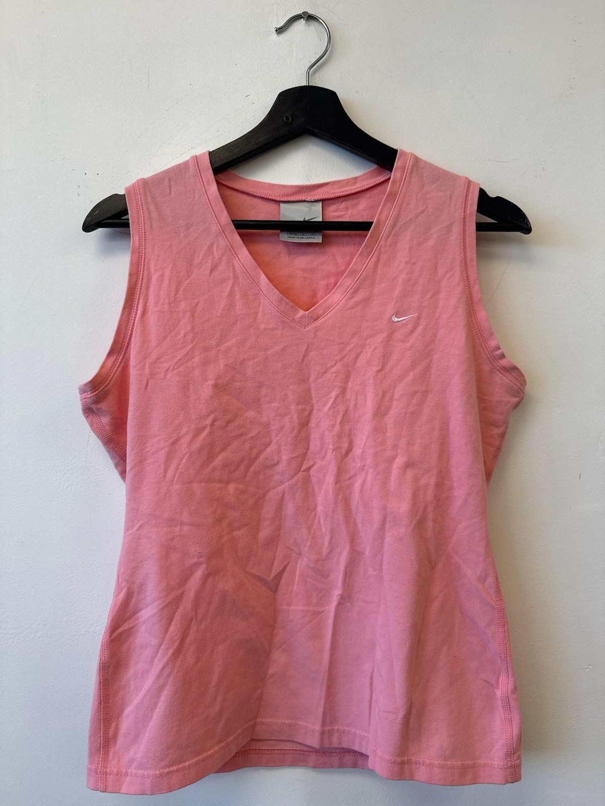 Vintage Nike Shirt Womens Medium Pink Sleeveless V Neck Athletic Tank Top Y2K