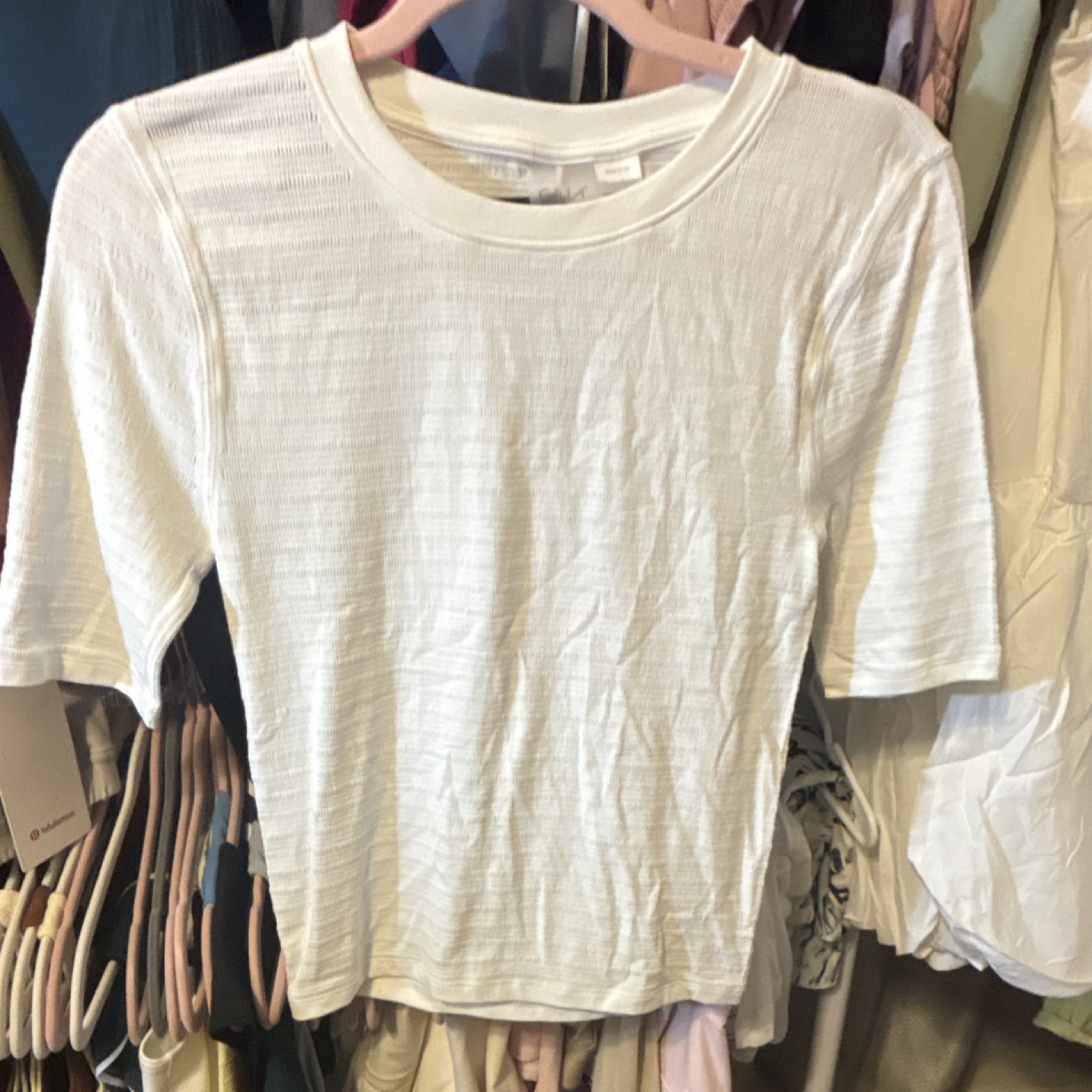 Calia Seamless Crop Tee T-Shirt White Stretch Seamless Short Sleeve