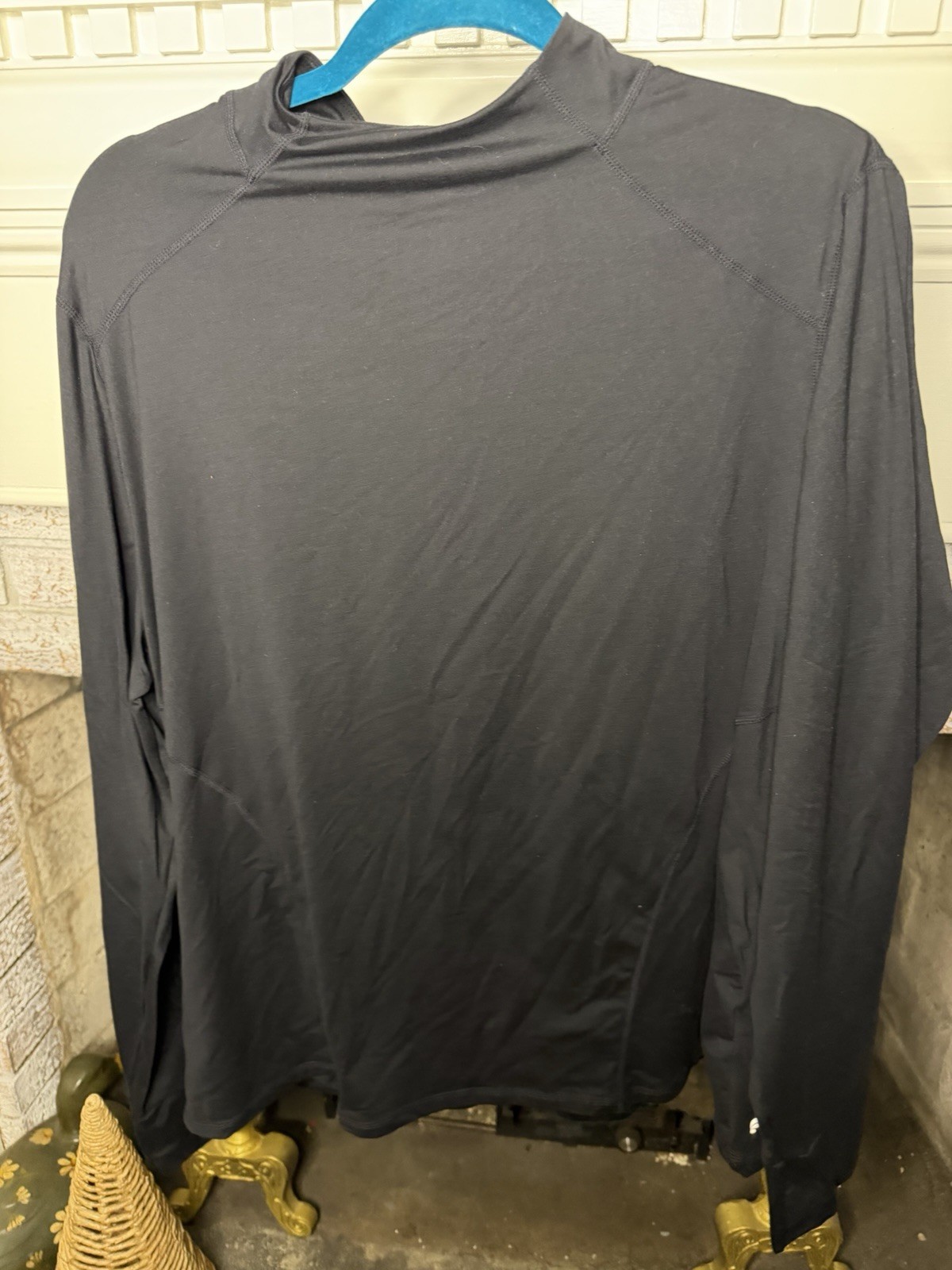 Fabricetics Womens 2X Black Mock Neck Performance Athletic Long Sleeve Top