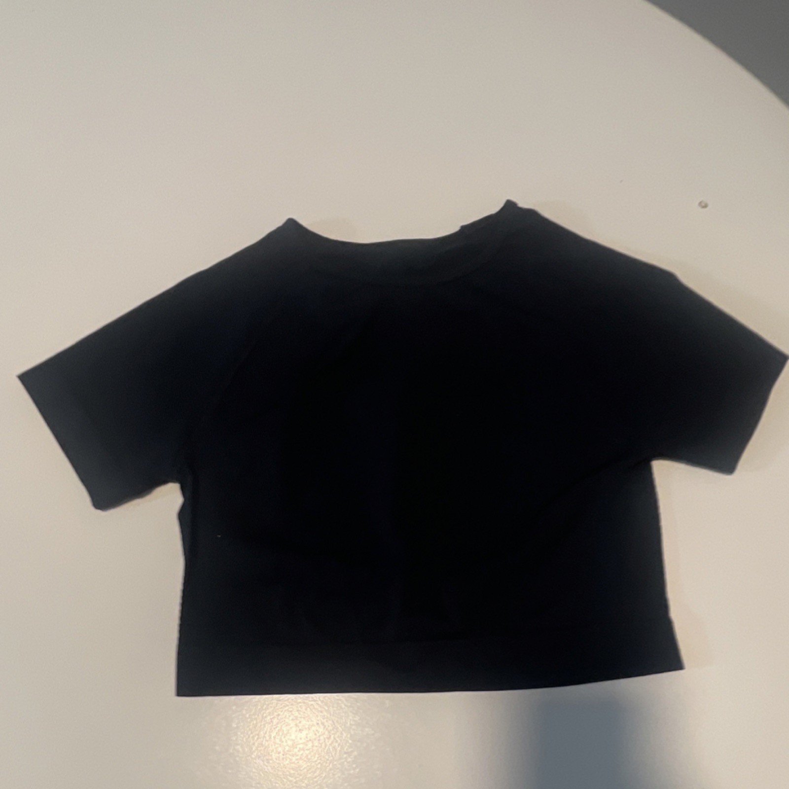 Women’s Black Cropped Activewear T-Shirt XS Short Sleeve Polyamide Blend