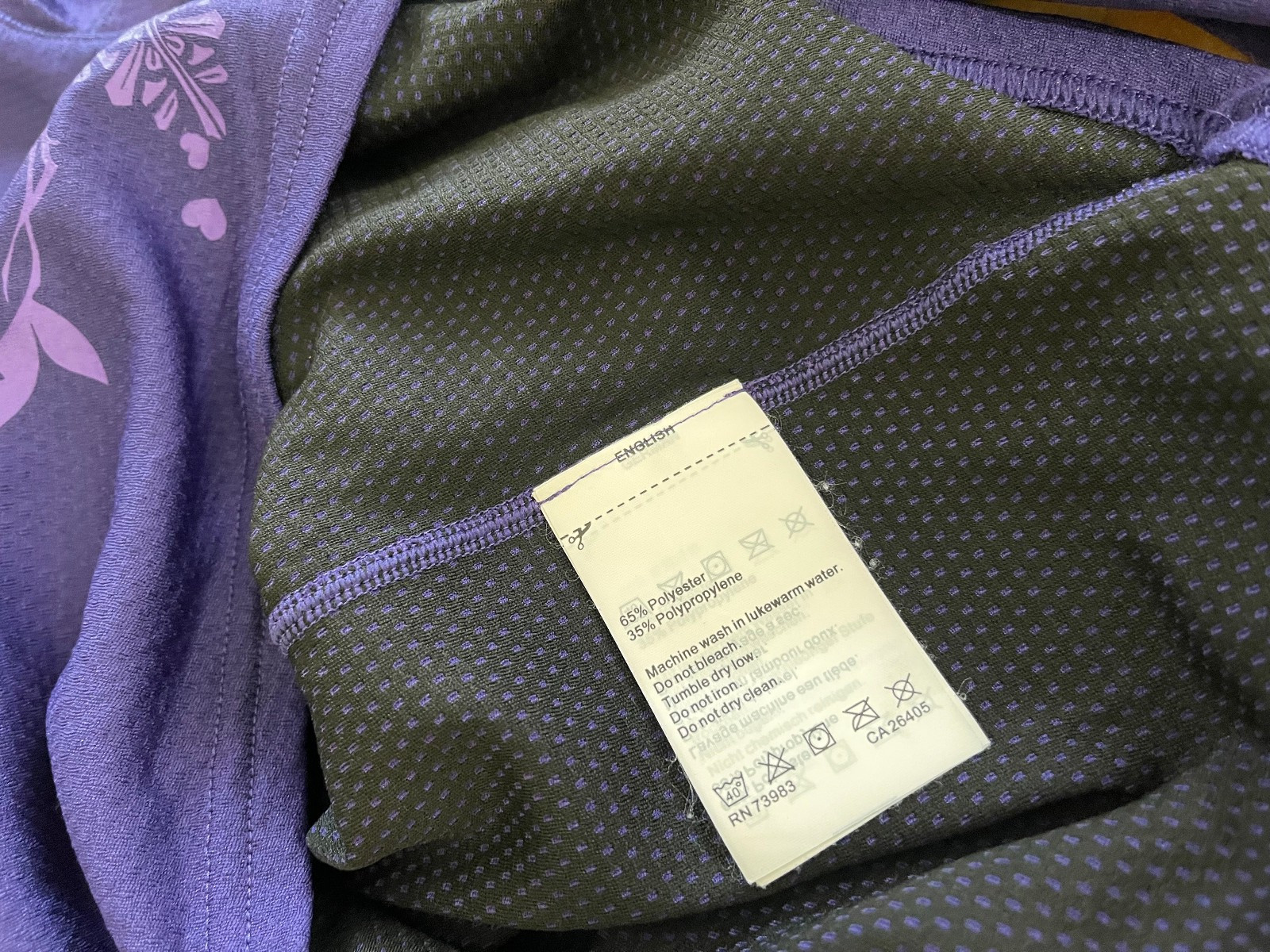 Helly Hansen Active Baselayer Top Women’s S Purple Floral 1/4 Zip Pullover