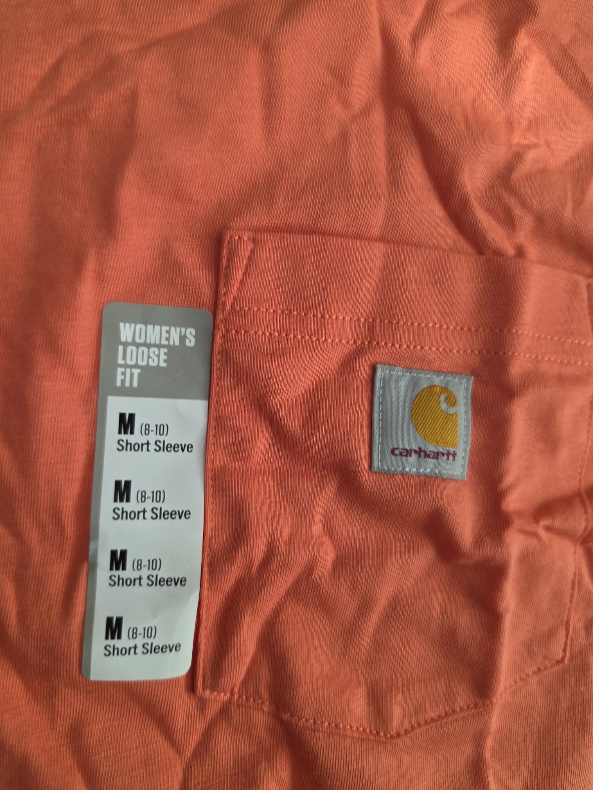 NEW Carhartt Shirt Womens M orange/Coral T-Shirt Loose Pullover Workwear