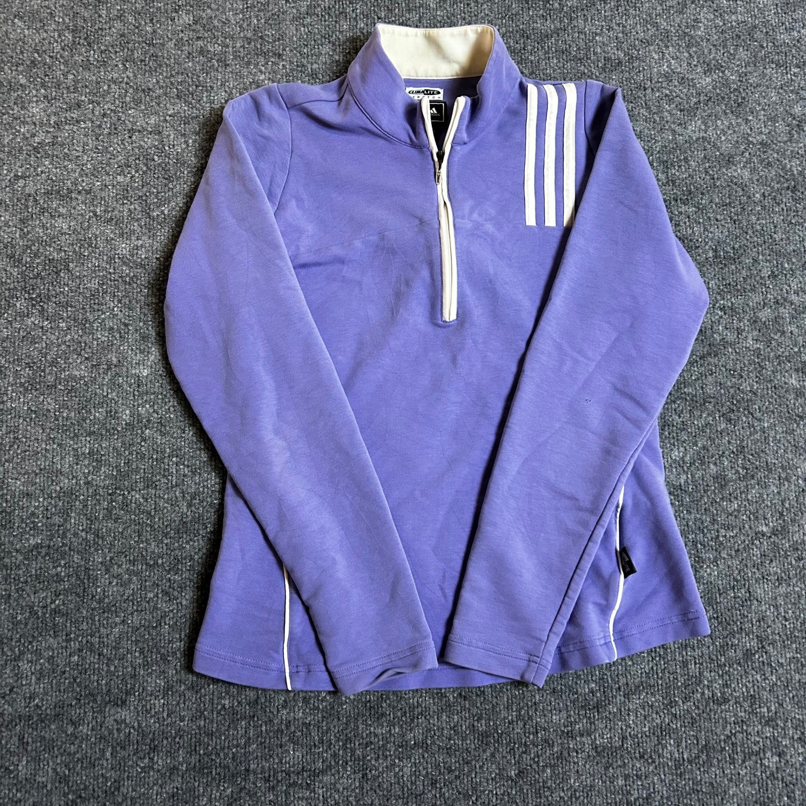 Adidas Pullover Womens Size S Purple Climalite Stretch Quarter Zip Long Sleeve