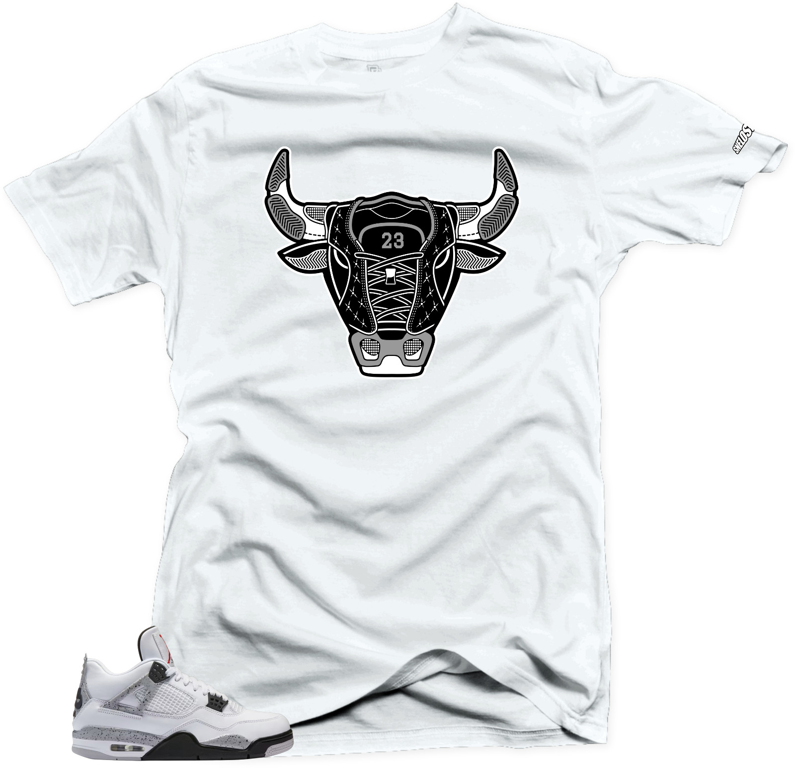Shirt To Match Jordan Retro 4 White Cement Snelos Bull White Match Tees